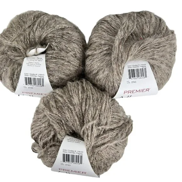 Premier Allure Alpaca Blend Luxury Yarn Dove Lot of 3 Turkey Original Package - Picture 6 of 9
